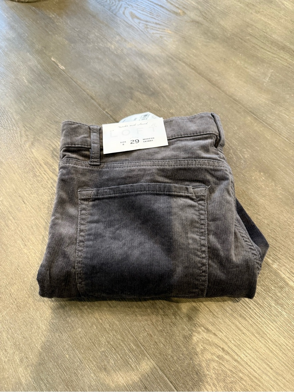NWT! LOFT Modern Skinny Corduroy Pants in Dark Gray (Size 29/8)